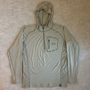 Kuiu Pullover Base Layer Nuyarn Merino Wool L/S Hood 1/4 Zip Logo Sz Small